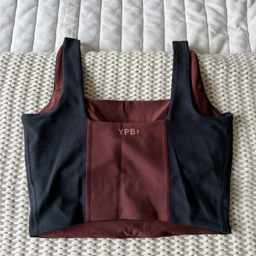 Colorblock Sports Bra - Brown and Black - YPB Abercrombie